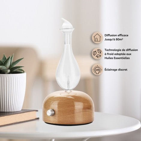 Zen Arome Aurora Cold Nebulization Diffuser – FSC Wood & Hand - Crafted Glass - Elliotti