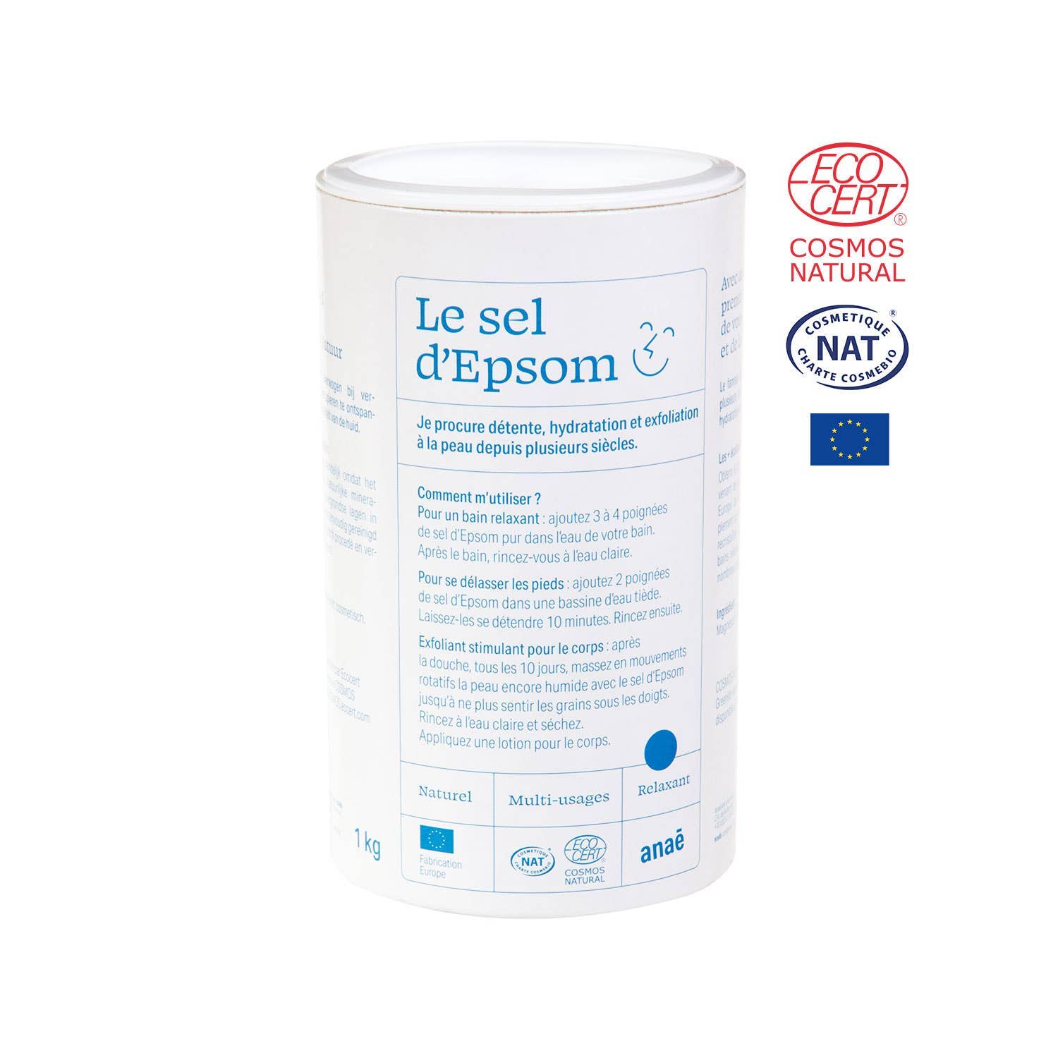 La Droguerie Ecologique - ECODIS Epsom Salt 1kg – Natural Bath Salt & Body Scrub - Elliotti