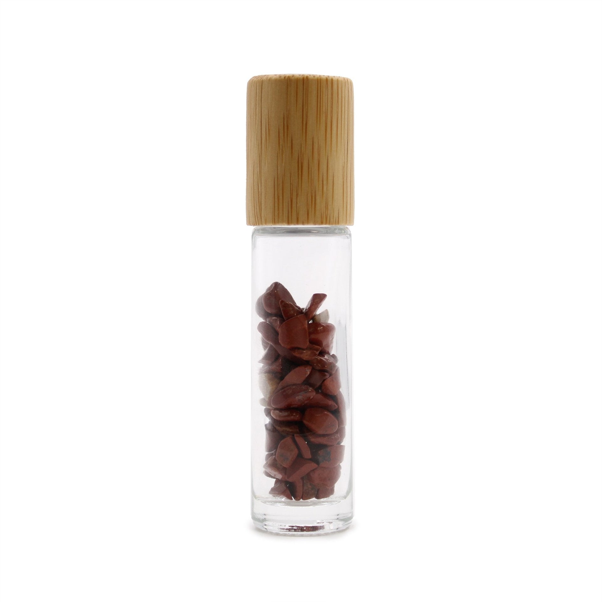 AW Artisan Gemstone Essential Oil Roller Bottle - Red Jasper, Wooden Lid - Elliotti