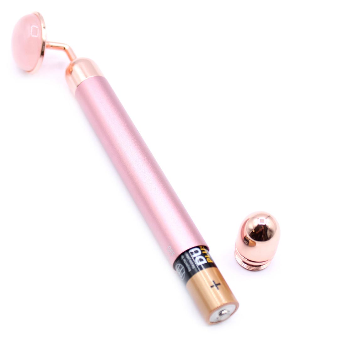 AW Artisan Gemstone Vibrating Face Roller, Rose Quartz - Elliotti