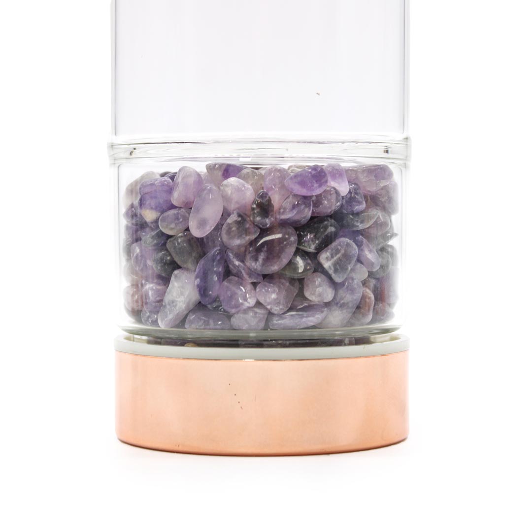 AW Artisan Glass Bottle with Tea Infuser and Amethysts - Elliotti