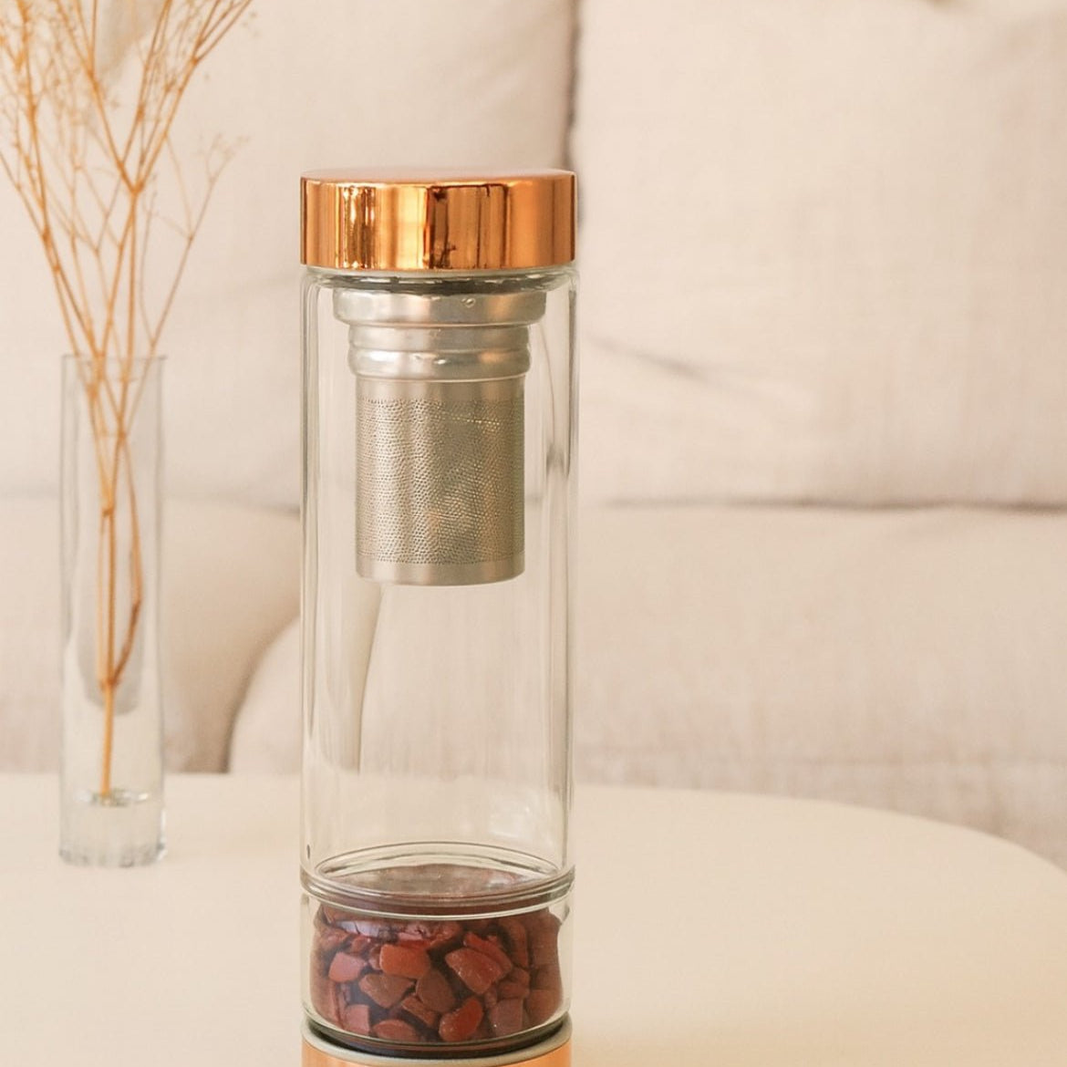 AW Artisan Jasper Red Gemstone Tea Infuser Bottle - 500 ml - Elliotti