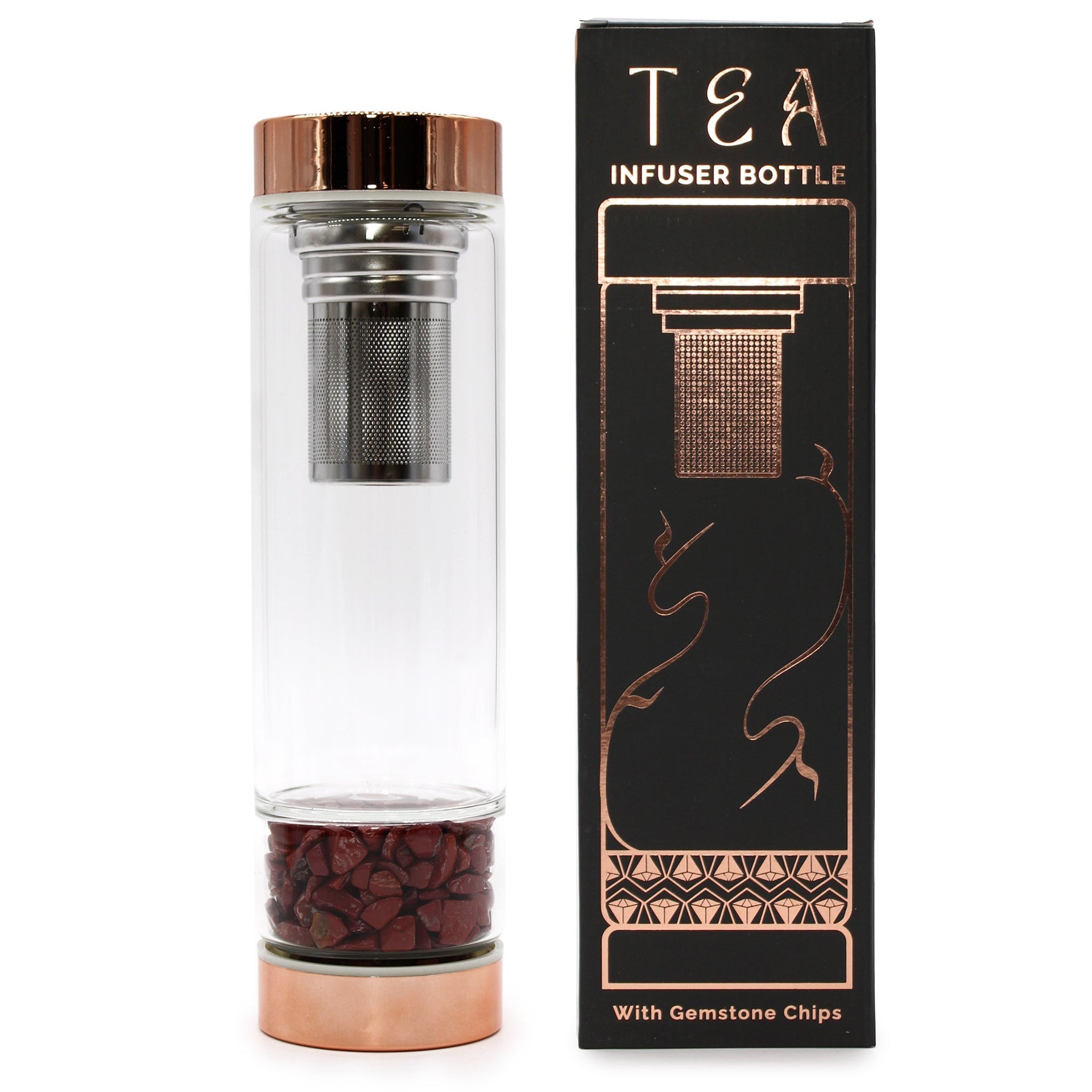 AW Artisan Jasper Red Gemstone Tea Infuser Bottle - 500 ml - Elliotti