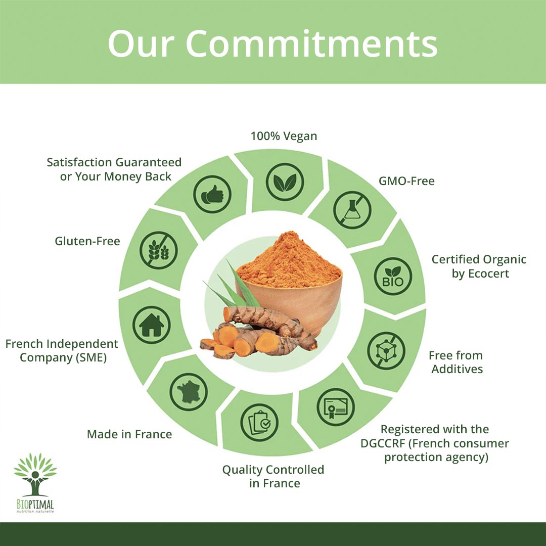 Bioptimal Organic Turmeric Powder + Black Pepper, 200 capsules - Elliotti