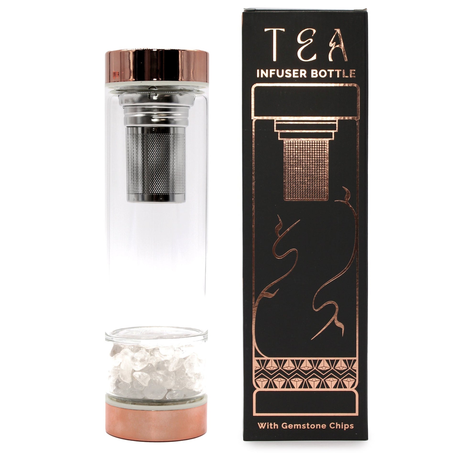 AW Artisan Rock Quartz Gemstone Tea Infuser Bottle - 500 ml - Elliotti
