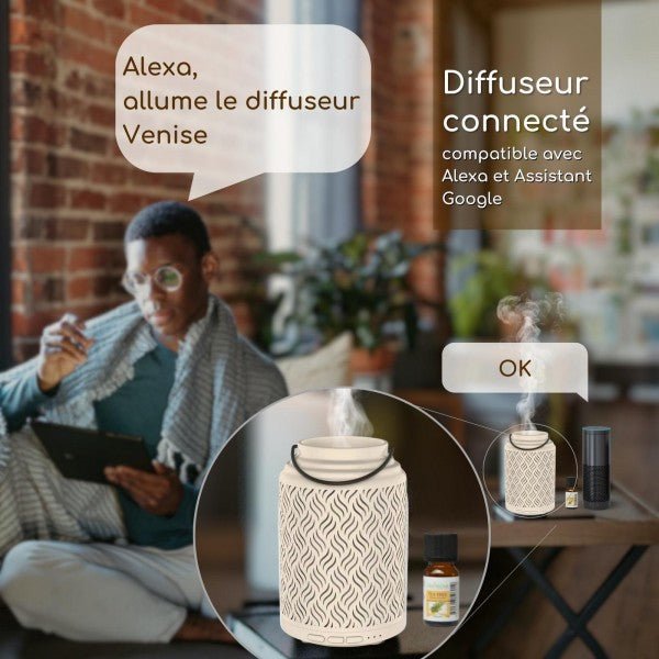 Zen Arome Venise Connected Ultrasonic Diffuser – Smart Home Compatible (Google & Alexa) - Elliotti