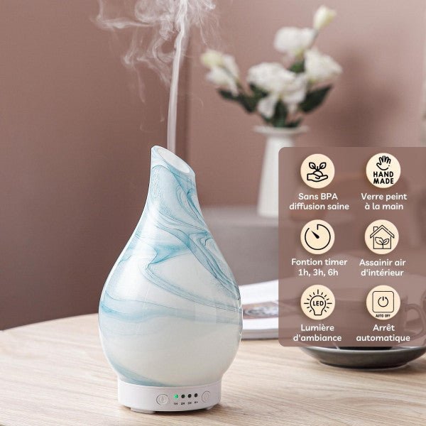 Zen Arome Yangtze Ultrasonic Diffuser - Hand - Painted Glass - Elliotti