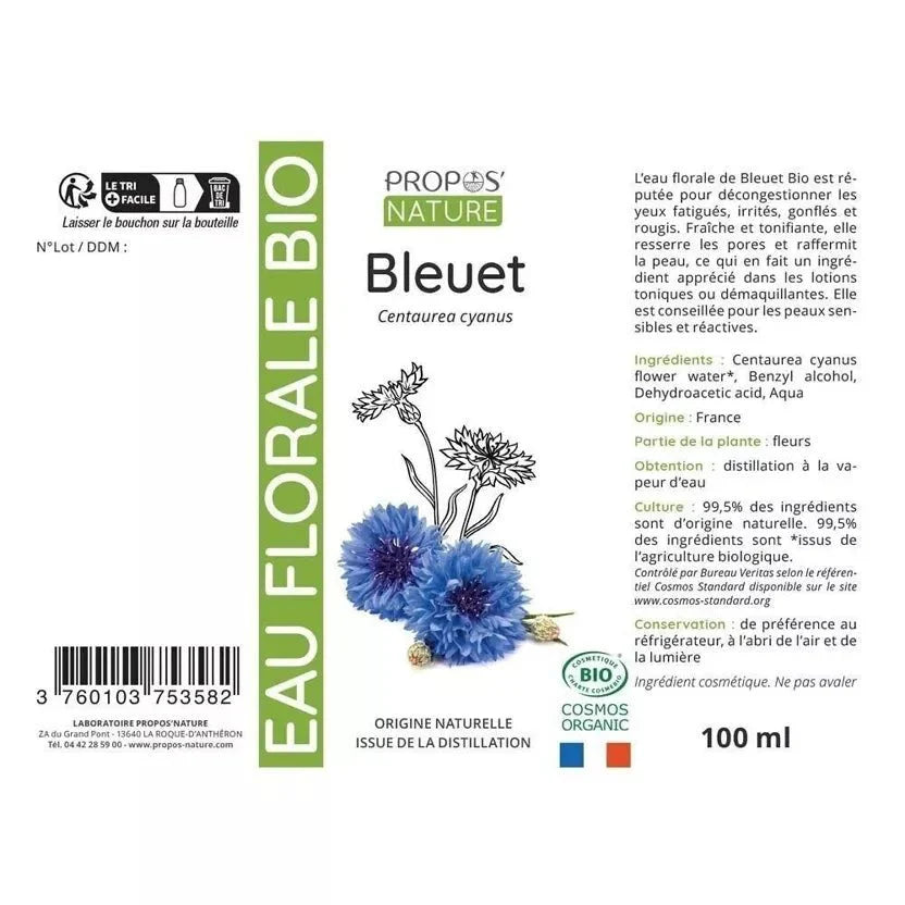 Propos'Nature Cornflower - Certified Organic Hydrosol, 100ml - Elliotti