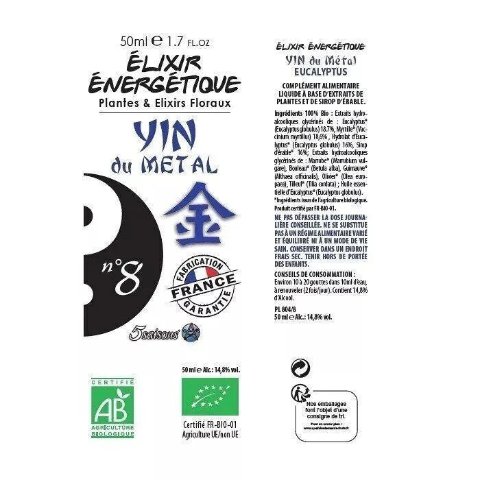 Propos'Nature Energy Elixir No. 8 Yin of Metal (Lung) - 50ml - Elliotti