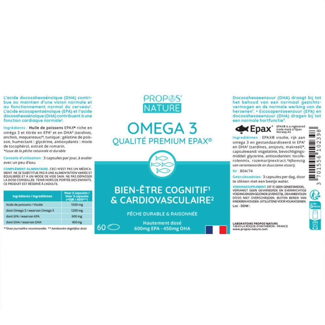 Propos'Nature EPAX® Omega - 3 Capsules – Premium Quality EPA & DHA - Elliotti