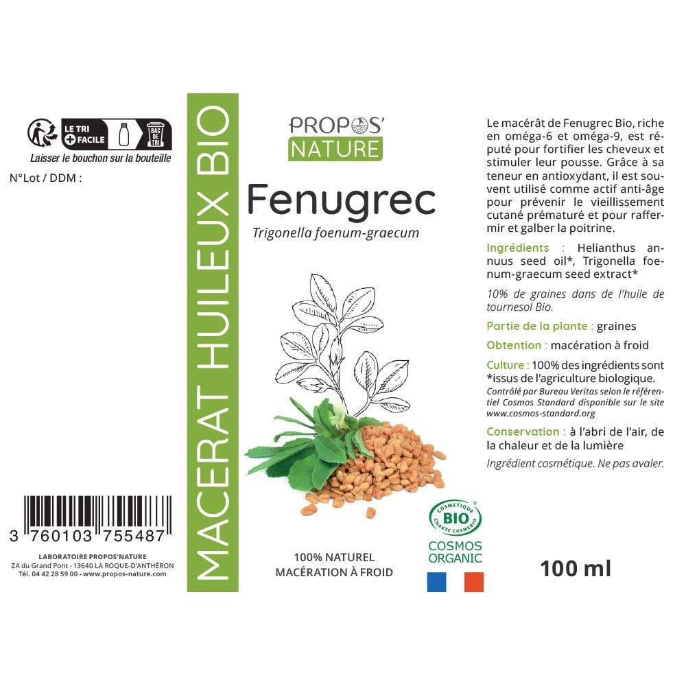 Laboratoire Propos'Nature Fenugreek Organic Vegetable Oil - Elliotti