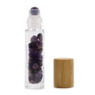 AW Artisan Gemstone Essential Oil Roller Bottle - Amethyst, Wooden Lid - Elliotti
