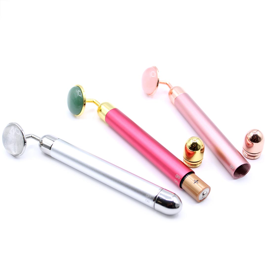 AW Artisan Gemstone Vibrating Face Roller, Rose Quartz - Elliotti