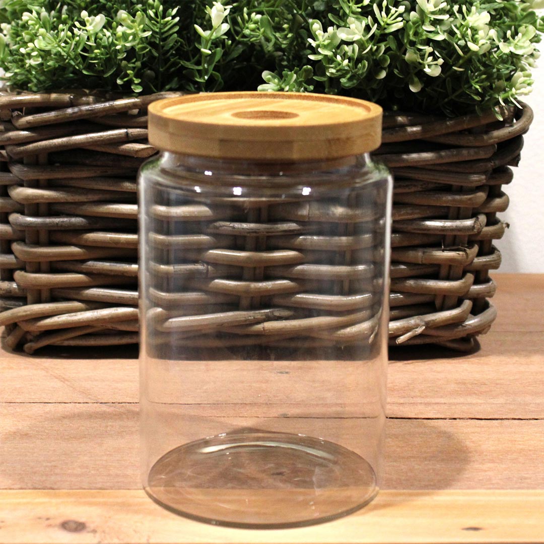 AW Artisan Glass Jar with Bamboo Lid, 15cm - Elliotti