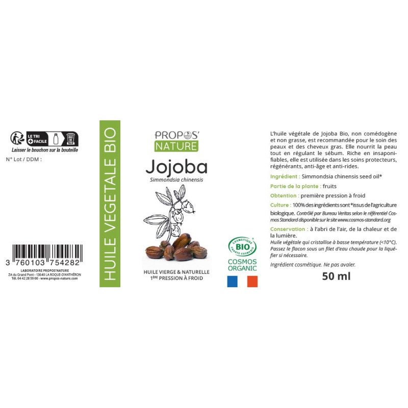 Laboratoire Propos'Nature Jojoba Organic Oil, 100ml - Elliotti