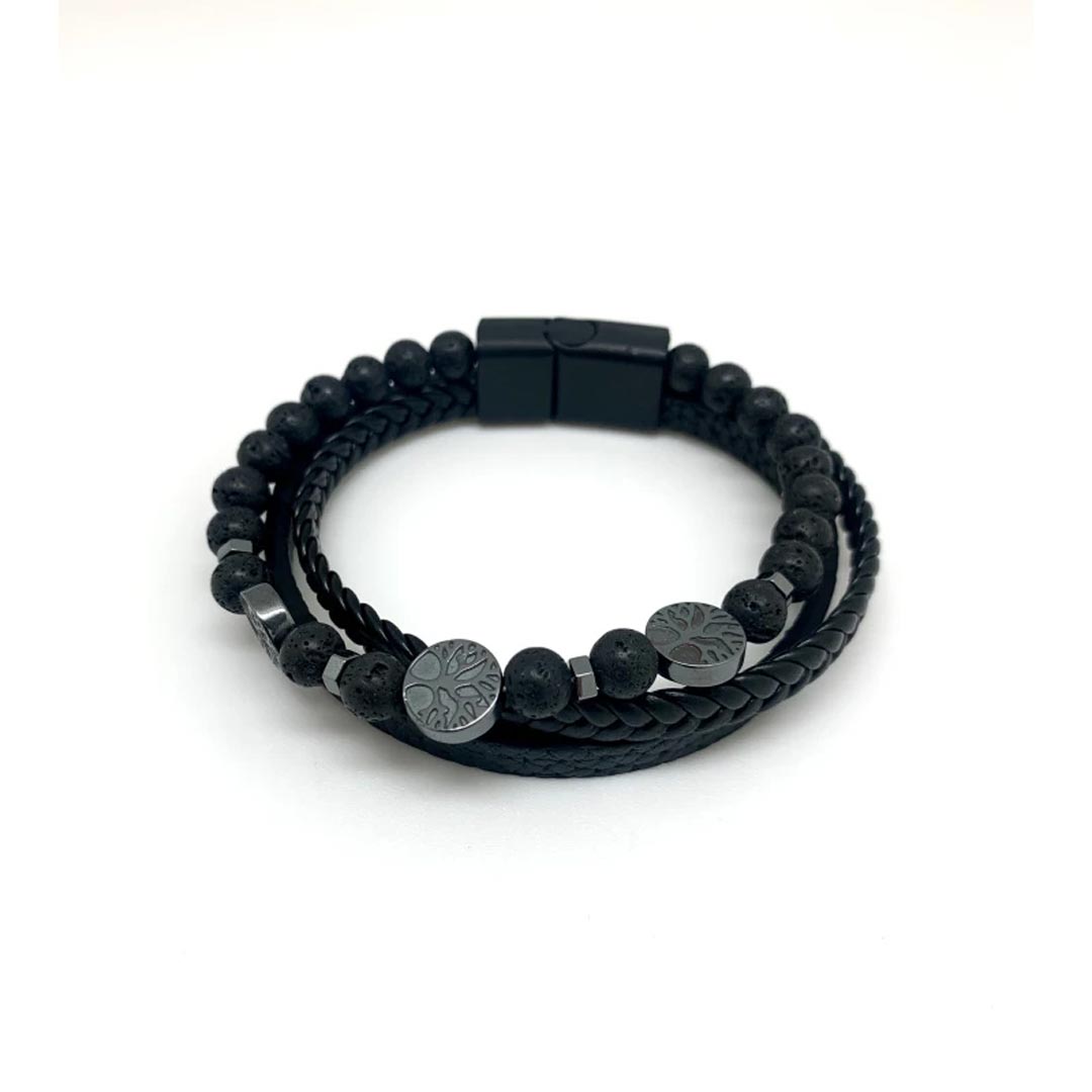 Innobiz Lava Stone Bracelet with Tree of Life Pendants - Elliotti