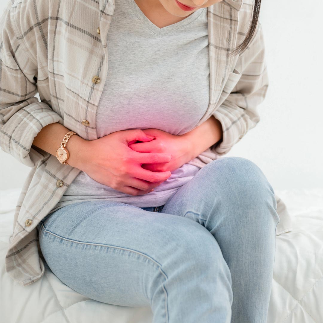 A woman having great menstrual pain