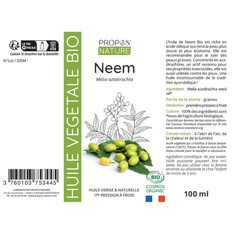 Laboratoire Propos'Nature Neem Organic Oil - Elliotti