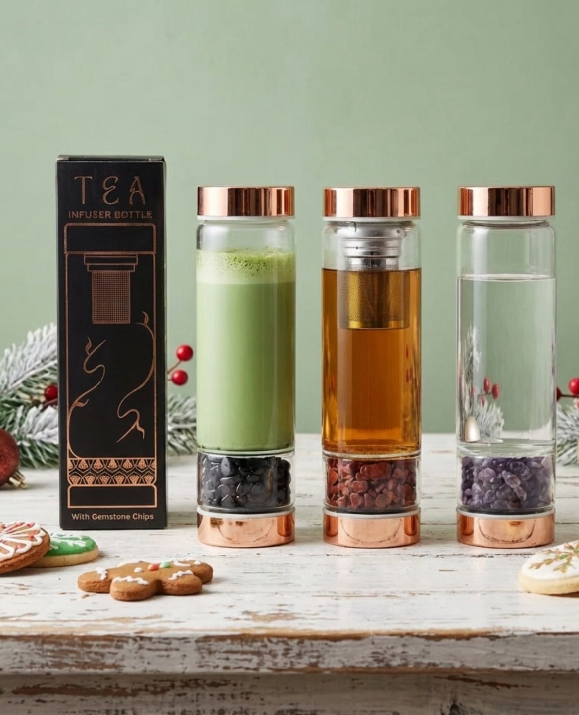 AW Artisan Onyx Gemstone Tea Infuser Bottle - 500 ml - Elliotti