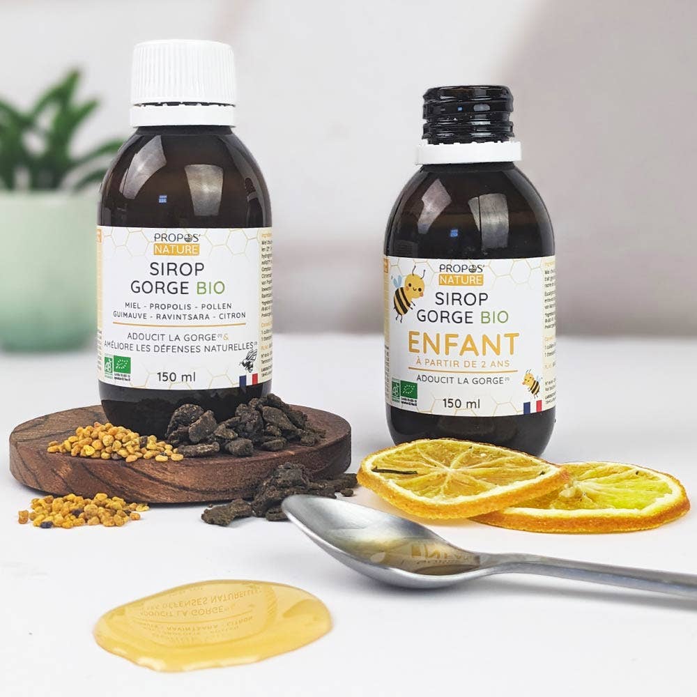 Propos'Nature Organic Throat Syrup - Propolis, Honey, Marshmallow - 150ml - Elliotti