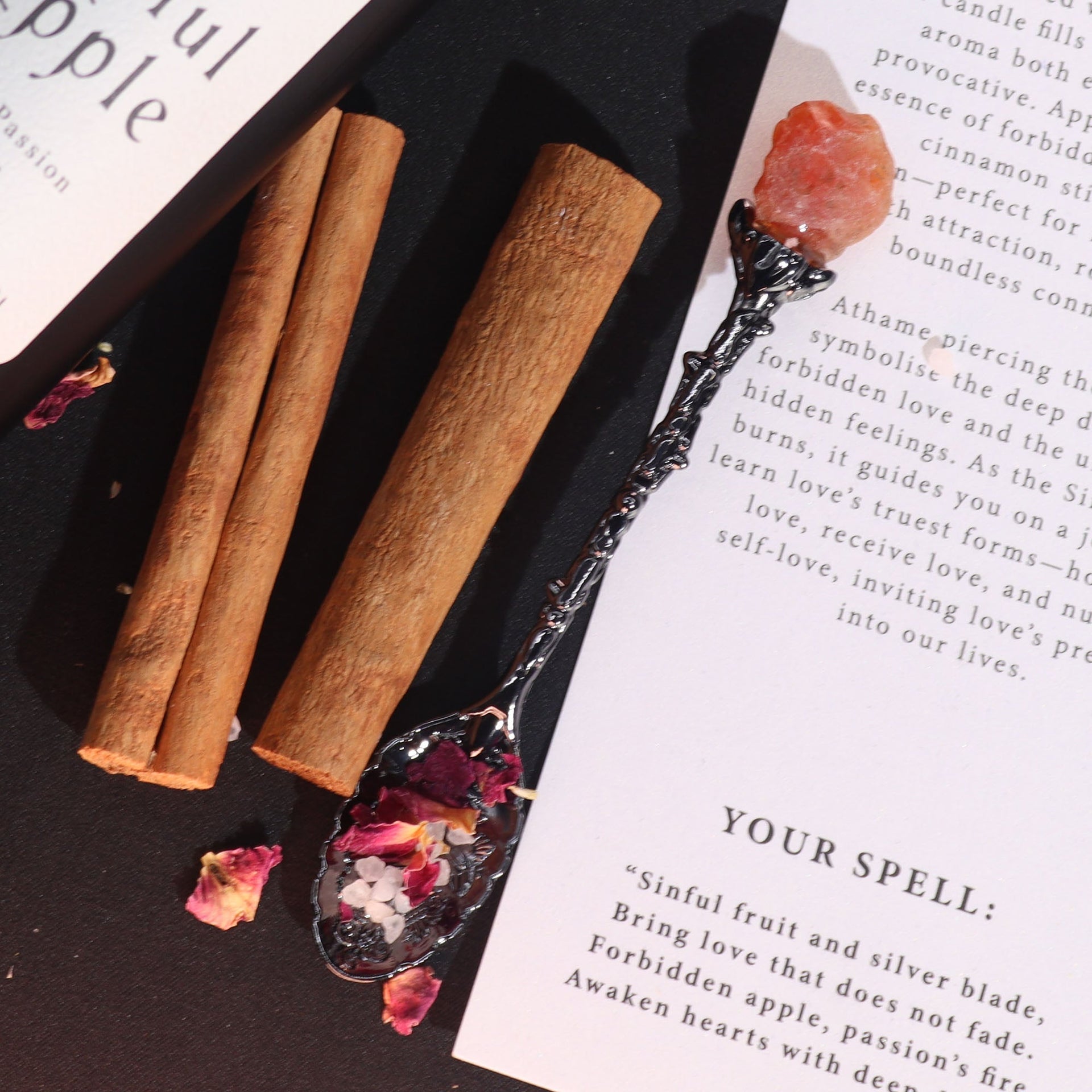 AW Artisan Spoons with Gemstones - Set of 7 Natural Crystal Spoons for Incense, Herbs & Intentional Rituals - Elliotti