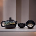 AW Artisan Traditional Chinese Ceramic Teapot Set - Black Enamel, 200ml - Elliotti